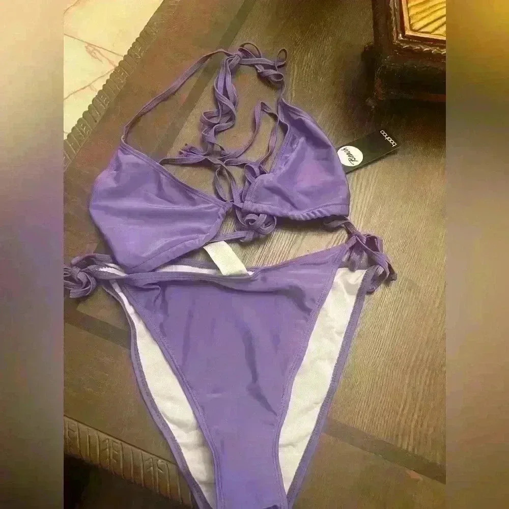 Boohoo NWT Basic Triangle Bikini Size 12 - Picture 3 of 7